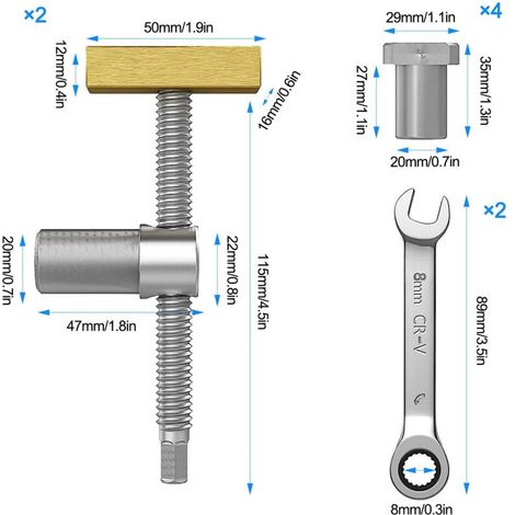 morsetti da banco per falegnameria, colore argento, per banco da lavoro ausiliario da 20 mm, per morsa di posizionamento da banco per falegnameria, con 4 fermi da banco, per banco da lavoro con foro d (1/4)