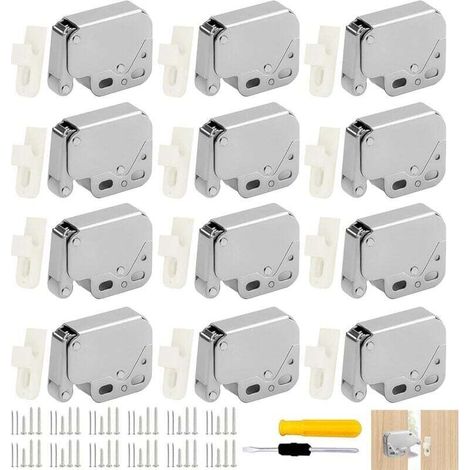 12pcs vivaneaux à ressort, acier inoxydable, mini loquet, vivaneau de meubles avec vis et clous, adapté aux armoires, armoires et portes d'armoires
