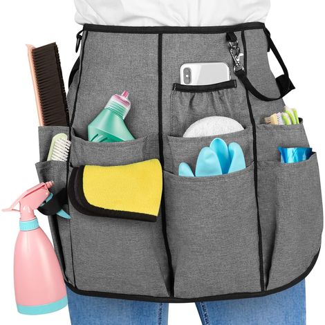 LoDrid Tablier de Nettoyage Professionnel Imperméable - 9 Poches de Rangement et Ceinture à Boucle Réglable, Idéal pour la Maison et l'Hôtellerie (1/5)