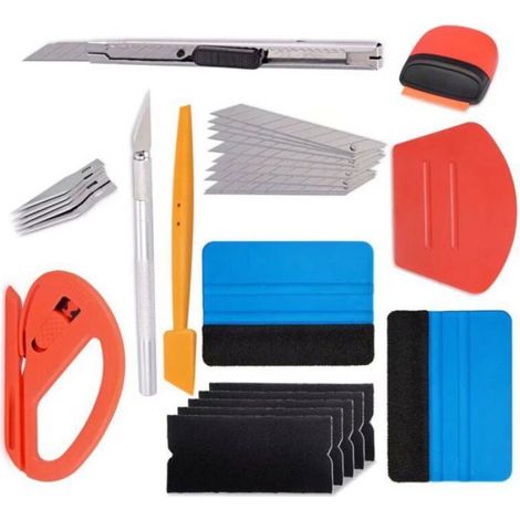 Kit d'outils de covering pour film de fenêtre de voiture, raclette en feutre, couteau utilitaire et mini-raclettes Odipie (1/5)