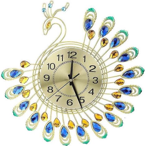 Horloge murale Paon 2024, horloge moderne silencieuse en métal 3D (sans tic-tac) pour salon, chambre, décoration murale. (1/5)