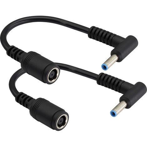 90 Degrés DC 7,4mmx5,0mm Femelle à 4,5mmx3mm Mâle d'alimentation Ordinateur Portable Câble Connecteur Charge Câble pour Ordinateur Portable HP Cordon d'alimentation(15cm/2Pack) (1/5)