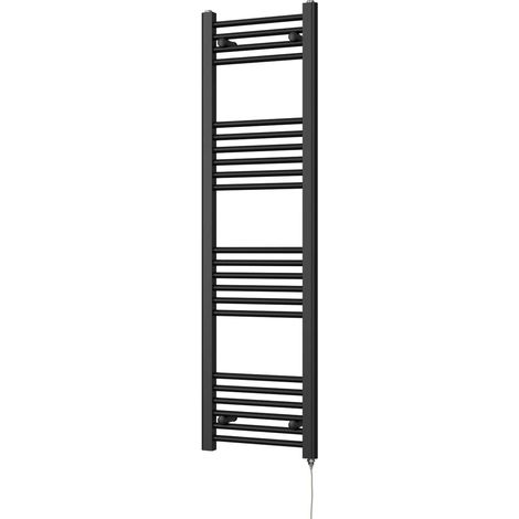 Zennor - Black Electric Towel Rail H1400mm x W400mm Straight 400w Standard (1/3)