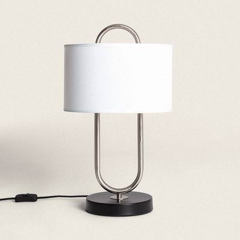 Lámpara de Mesa Metal y Tela Duque Blanco
