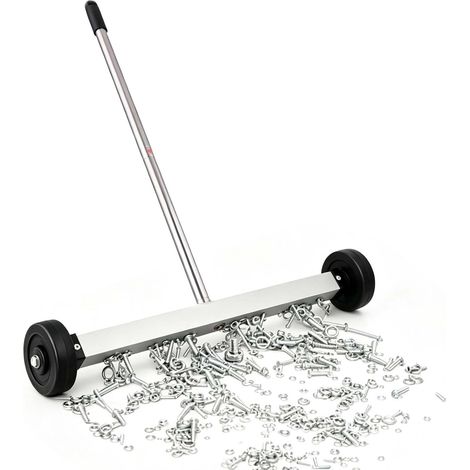 17-Inch Balayeuse Magnétique avec Roues, Balai Magnétique Capacité Maximale 4KG, Support Télescopique et Roues pour Ramasser Les Clous, pour Nettoyage Atelier Garage Chantier (1/5)