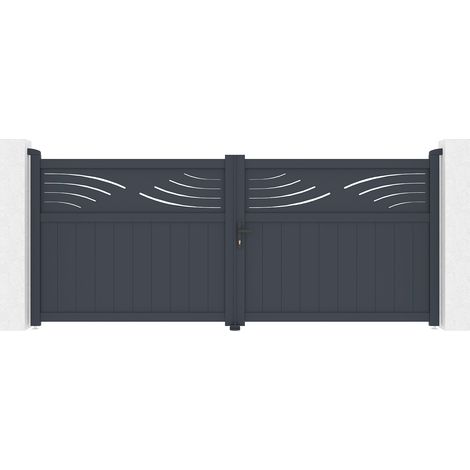 Portail battant 3,4m HALTI H.140 aluminium gris (1/5)