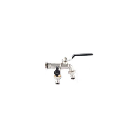 Grifo de jardín con doble cabezal de ducha, grifo de latón, grifo de alta calidad de 19 mm (3/4 de pulgada) - negro - Crezuo