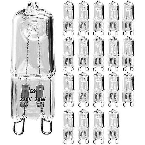 20 ampoules halogènes G9, ampoules halogènes transparentes à intensité variable de 20 W (1/4)