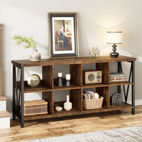 Console Table - Spacious Design - Retro Color, Durable PB Board - for Hallway, Living Room, Foyer (1/5)