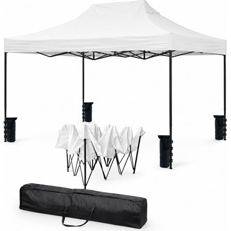 Gazebo Professionale In Acciaio Richiudibile Automatico Con Telo Oxford 1200D PVC Impermeabile E Anti UV Struttura A Fisarmonica Completo Di Sacche Zavorra E Borsa Trasporto Per Sagre Feste Eventi 3x4 (1/5)