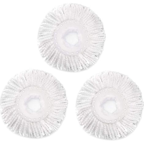 Confezione da 3 testine di ricambio per Hurrica, Mopnad, Cassabel e altri sistemi di mocio rotante a 360°, ricariche per mocio rotante in microfibra (3 pezzi, bianco)