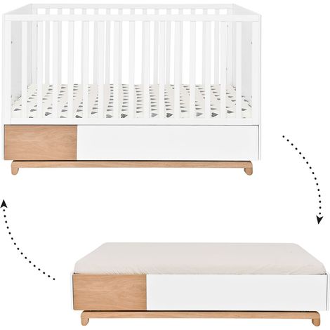 Evolutionsbett 70x140 inkl. Schublade Bellamy Nomi Weiß und Holz