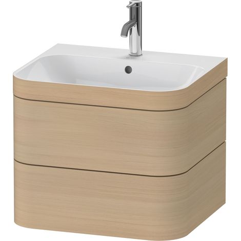 Duravit Happy D.2 Plus c-bonded Waschtisch mit 1 Hahnloch, mit Unterschrank 57,5 x 49 cm