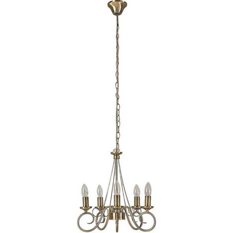 [GEBRAUCHT] B-Ware Lindby Kronleuchter Hängeleuchte Marnia LED 5-flammig dimmbar altmessing Ø40cm (1/2)