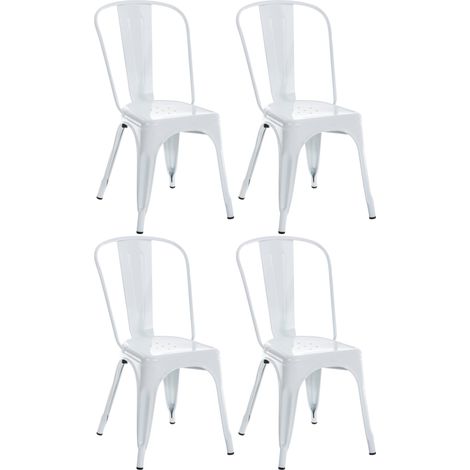 Lot de 4 chaises de salle à manger empilable avec dossier style industriel en métal blanc 100006535 (1/5)