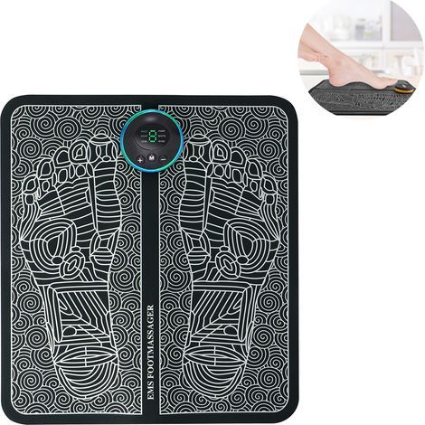 Appareil de massage électrique pour les pieds, coussin EMS, remodelage des jambes, 6 modes d'impulsion EMS, 9 niveaux d'intensité, massage bioélectrique, tapis pliable et portable rechargeable par USB (1/4)