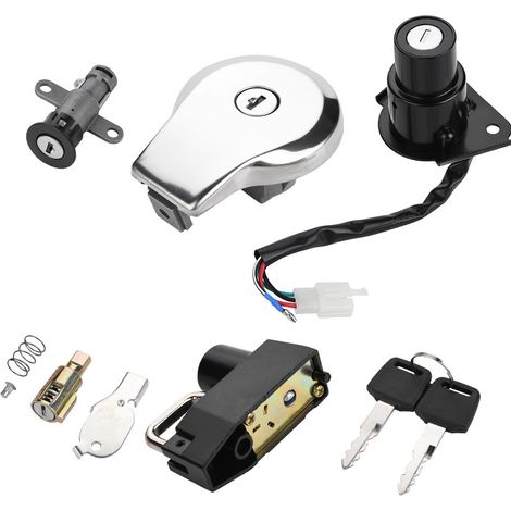 Contacteur de démarrage et bouchon de réservoir avec clés pour Yamaha Virago XV535 XV250 XV125, serrure de selle incluse, pièces moto robustes. (1/5)