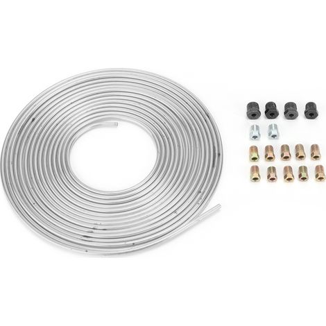 Tuyau de frein 25ft en cuivre nickelé 3/16in OD avec raccords pour système hydraulique de freinage et carburant (argenté) (1/5)