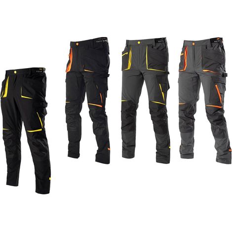 Pantaloni da lavoro Technosafe Looney multitasche - L - Nero/Arancione