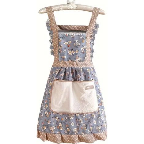 Tablier de cuisine réglable avec poche bleu résistant aux taches (1/3)