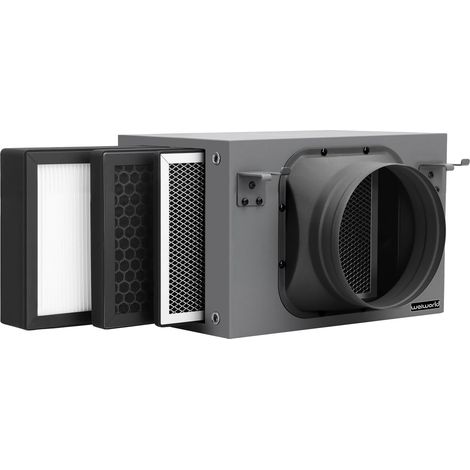 Caisson de Filtration 150 mm, Boîte de Filtration 3 Couches avec Préfiltre, Filtre à Charbon Actif et Filtre HEPA, pour Ventilateur de Conduit en Ligne et Système de Ventilation (1/5)