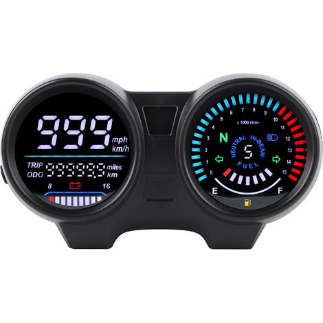 Compteur de vitesse de moto DC 12V, rétro-éclairage 7 couleurs, affichage numérique LCD universel, odomètre, tachymètre, jauge multifonctionnelle.