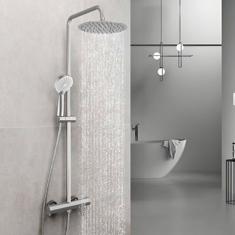 OCEAN Colonne de Douche Thermostatique avec Pomme de douche 25 cm + Douchette à 3 Jets- Réglable en Hauteur (1/5)