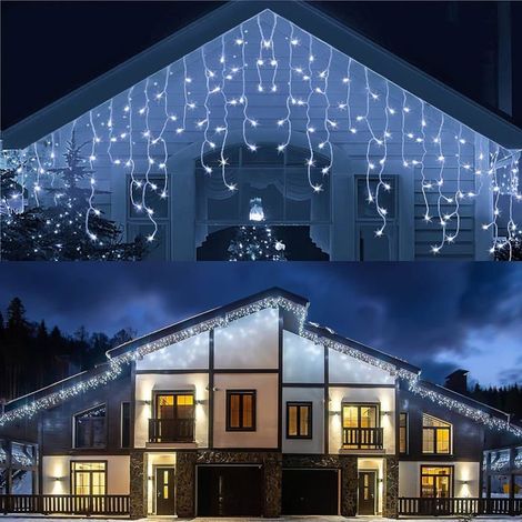 400 LED guirlande solaire, 10 m, 8 modes d'éclairage, lumières extérieures étanches en forme de glaçons, idéale pour jardin et décoration festive
