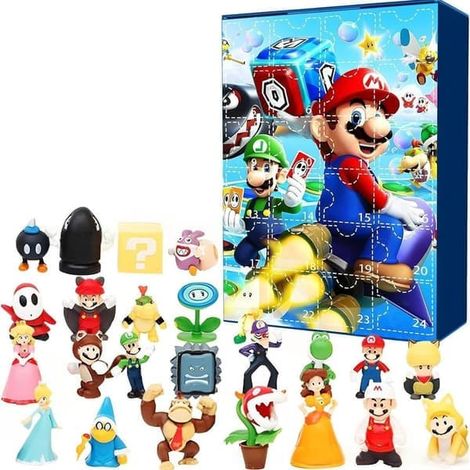 LYERCW - Calendrier de l'Avent 2026 (24 pièces) Mario - Compte à rebours de 24 jours - Cadeau de Noël pour enfants et adultes