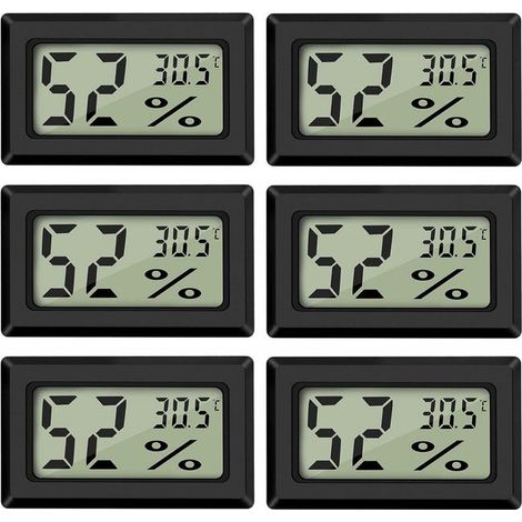 (6PCS )Mini Digital LCD Thermomètre Hygromètre Température Humidité -5070℃ 10%99% RH Thermomètre Portable Thermo Hygromètre Indicateur (1/5)