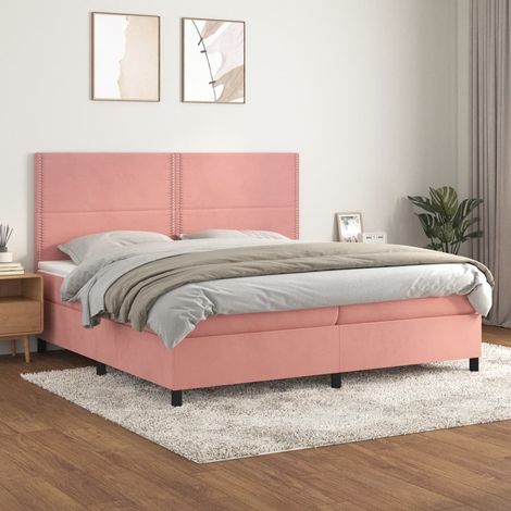 Sommier à lattes de lit avec matelas Rose 200x200 cm Velours (1/5)
