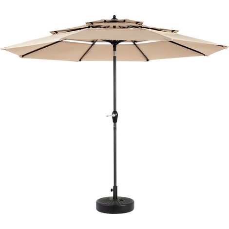 Sombrilla de patio de aluminio 3 niveles 10 pies beige caqui sin base (1/5)