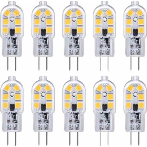 Ampoule LED G4, Ampoule G4 LED 12V 2W Blanc Froid 6000K, 200LM, Équivalent Halogène G4 Bi-pin 10W 20W, LED Lampe G4 12V AC/DC pour Camping Car/Hotte Cuisine, non-dimmable, lot de 10,