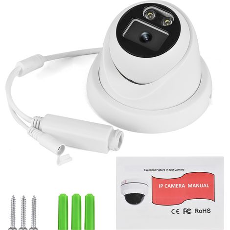 Caméra de surveillance IP PoE 8 MP avec vision nocturne infrarouge, objectif grand angle 2,8 mm, microphone unidirectionnel, fixation murale. Utilisation intérieure et extérieure. (1/2)