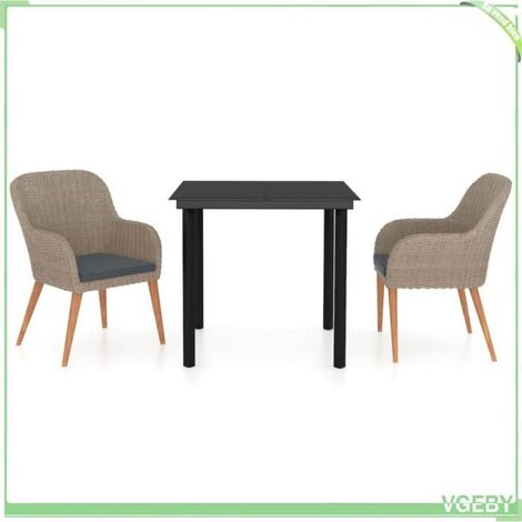Ensemble à manger de jardin - FAFEICY - 3099511 - Résine tressée étanche - Table verre 80x80 cm - Coussins amovibles (1/5)