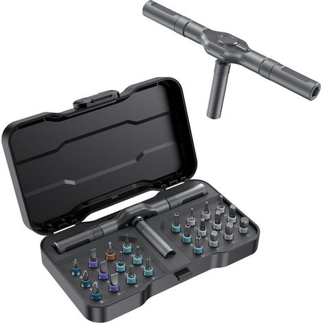 Jeu de tournevis magnétiques 24 en 1, mini tournevis à cliquet, kit de tournevis de précision amovible, kit d'outils de précision magnétique pour PC, téléphone portable, montre, vélo