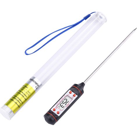 1 Thermomètre cuisine, Sonde acier inoxydable, Affichage LCD, Boutons contrôle, Barbecue four viande (1/5)