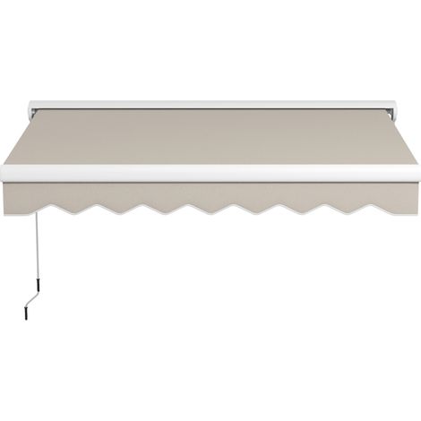 Store extérieur extensible électriquement et manuellement, 250 cm (L) x 200 cm (l), avec télécommande, en aluminium et polyester haute densité, couleur crème