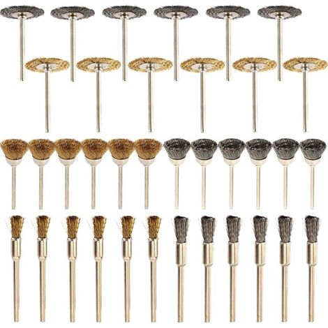 Brosse en Laiton 36 Pièces pour Polissage Nettoyage Fil Métallique Rotatif Perceuse Compatible (1/4)