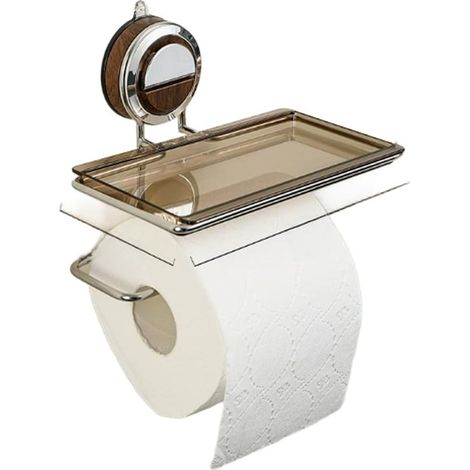 Porte-papier toilette en acier inoxydable avec étagère noyer