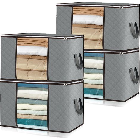 4er-Set Kleideraufbewahrungsbeutel (84 l), faltbare Aufbewahrungsbox für unter das Bett, Aufbewahrungsbox für Bettbezüge, Kleiderschrank-Organizer (1/4)