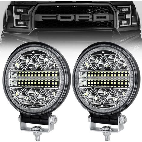 Ensemble de phares ronds à double LED de 102 W – plage de faisceau de 6000 K – étanche IP68 – matériau en alliage d'aluminium résistant aux chocs, convient aux voitures, camions, SUV et navires. (1/5)