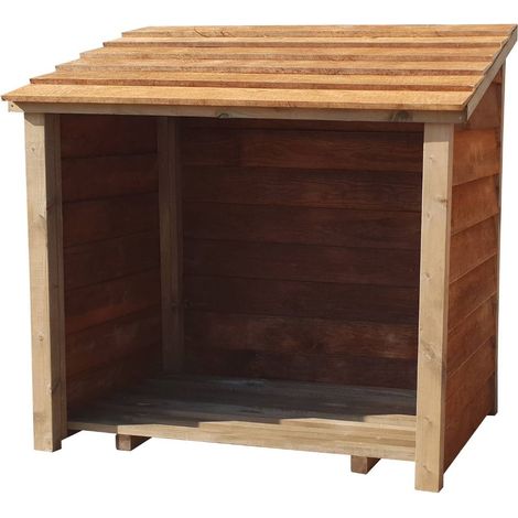Wooden Log Store (W-119cm, H-118cm, D-71cm) (Brown finish)
