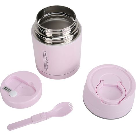Tasse isotherme portable en acier inoxydable 800 ml, boîte à lunch, récipient alimentaire isolé rose (1/5)