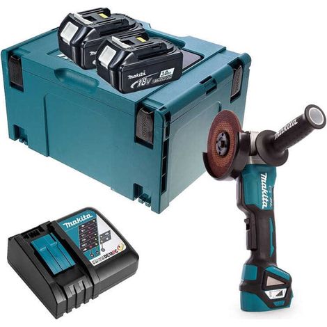 Makita DGA517RFJ Meuleuse d'angle sans fil Ø 125 mm 18 V / 2x 3,0 batterie + chargeur dans Makpac