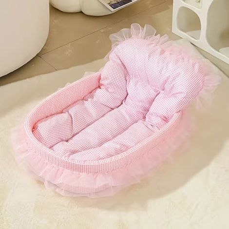 BelleRise - Canapé-lit rose pour chat — Un nid douillet pour animaux, adapté à toutes les saisons une adorable méridienne « style Princesse ». (1/5)