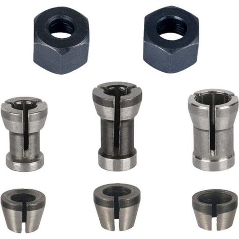 Mandrin de Fraiseuse - Lot de 8, Collet Mandrin Affleureuse (6 mm, 6.35 mm, 8 mm), Pince de Serrage Defonceuse, Adaptateurs de Pince