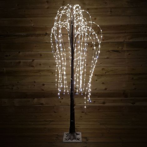 180cm Brown Flocked Willow Tree 600 LED Warm White Garden Christmas Decoration (1/5)