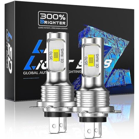 H7-LED-Lampen, 6500 K Weiß, 8 ultrahelle CSP-Chips, Mini-Größe, nicht polarisiert, einfach zu installierendes Umrüstset ohne Adapter (1/5)