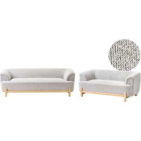 Living Room Set 5 Seater ALNOR Fabric Light Grey